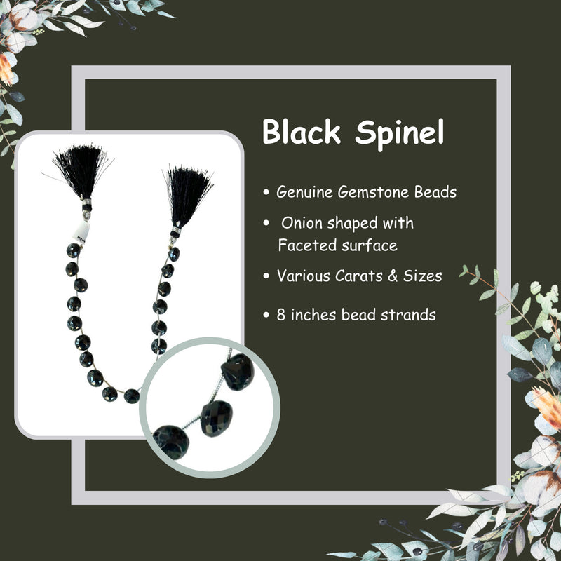 Black Spinel Onion Bead Strand