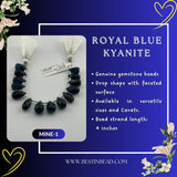 Royal Blue Kyanite Natural Teardrop Bead Strand