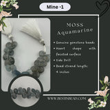 Moss Aquamarine Natural Heart Bead Strand