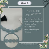 Sky Blue Auamarine Natural Flat Tumble Bead Strand