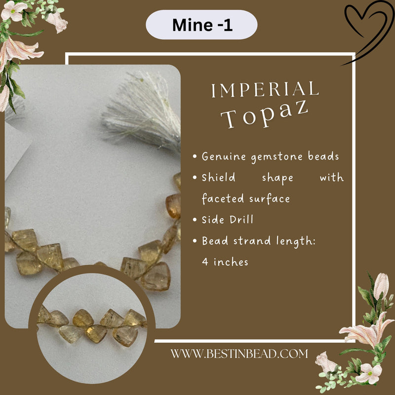 Imperial Topaz Natural Shield Bead Strand