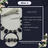 Iolite Faceted Pear 4 inch Bead Strand 5.5X9-7.5X11mm & 46 Cts Natural Semi Precious Gemstone Birthstone Women Jewelry Making Necklace DIY