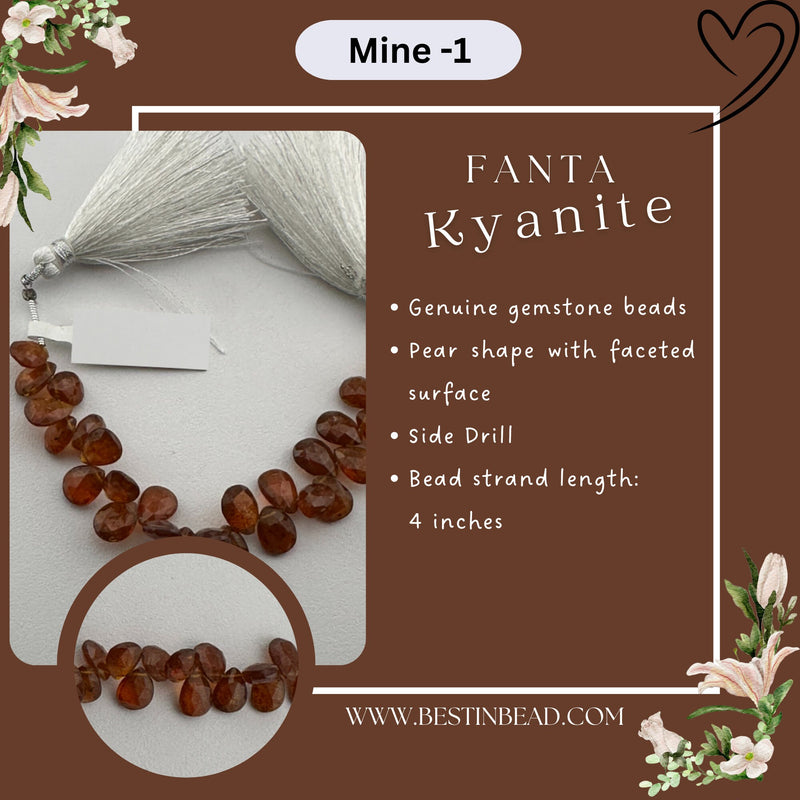 Fanta Kyanite Natural Pear Bead Strand