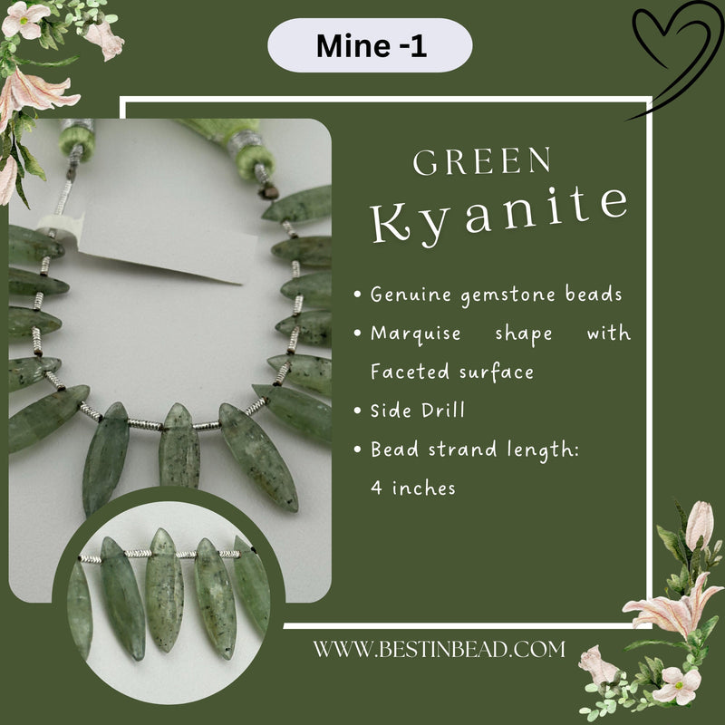 Green Kyanite Natural Marquise Bead Strand