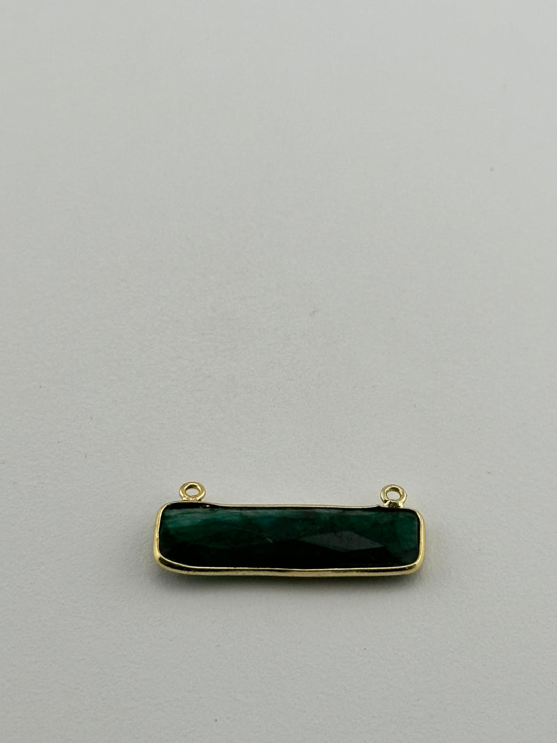 Emerald Rectangle/Bar Pendant - Boho Chic Gemstone Necklace with 24kt Gold Elegance