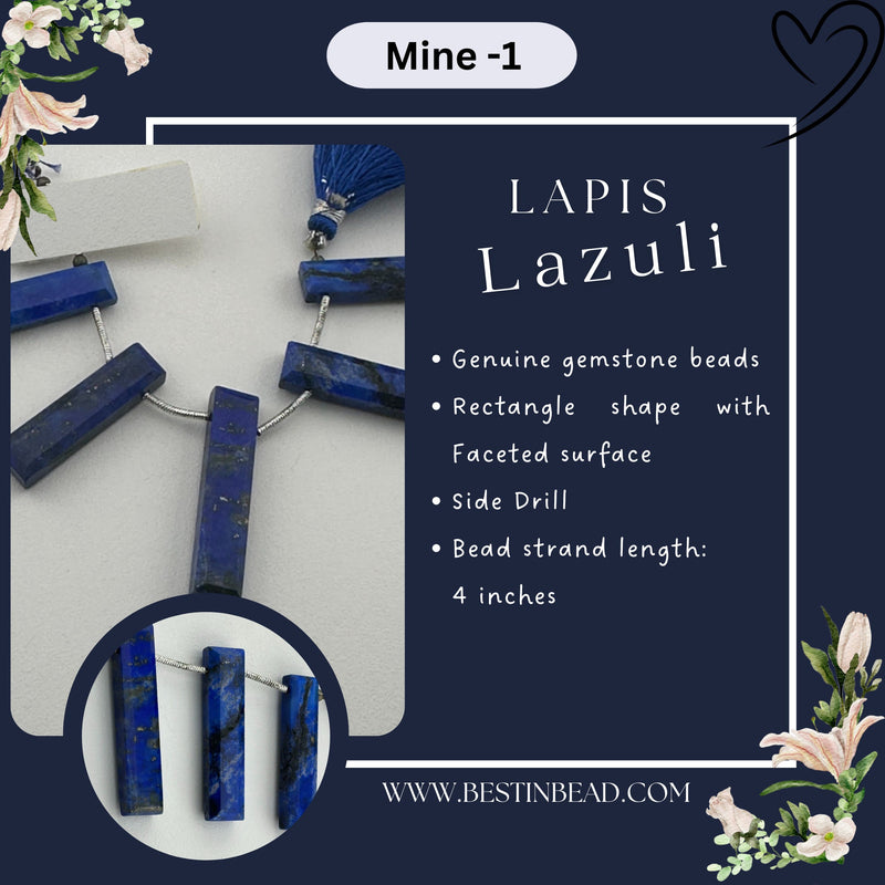 Lapis Lazuli Natural Rectangle Bead Strand