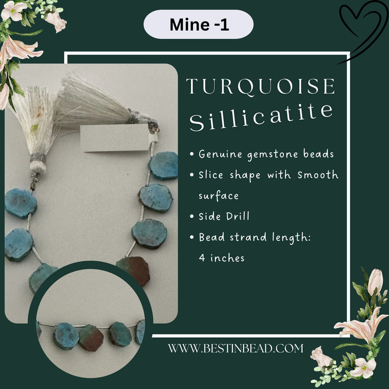 Turquoise Sillicatite Slice Bead Strand