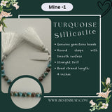 Turquoise Sillicatite Round Bead Strand