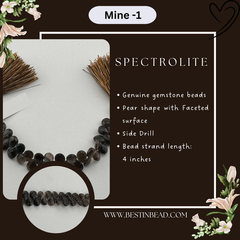 Spectrolite Pear Bead Strand