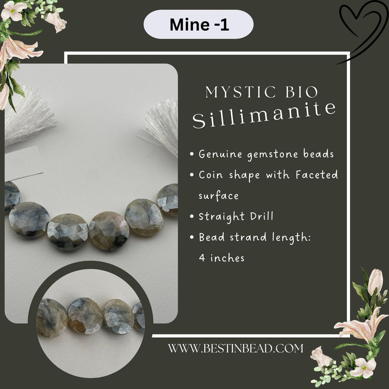 Mystic Bio Sillimanite Coin Bead Strand