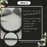Mystic Black Sillimanite Rondelle Bead Strand