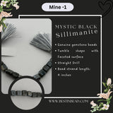 Mystic Black Sillimanite Tumble Bead Strand