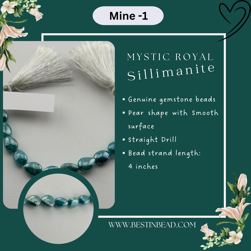 Mystic Royal Sillimanite Pear Bead Strand