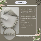 Mystic White Sillimanite Cube Bead Strand