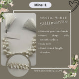 Mystic White Sillimanite Heart Bead Strand