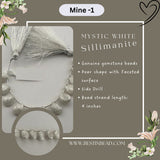 Mystic White Sillimanite Pear Bead Strand