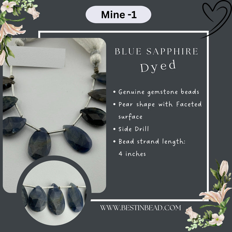 Blue Sapphire Dyed Pear Bead Strand