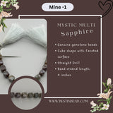 Mystic Multi Sapphire Natural Cube Bead Strand