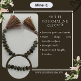 Multi Tourmaline Green Heart Bead Strand