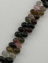 Multi Tourmaline Faceted Teardrop 4 inch Bead Strand 5X6.5-6.5X10mm & 39 Cts Natural Semi Precious Gemstone Birthstone Women Jewelry Making