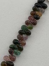 Multi Tourmaline Faceted Teardrop 4 inch Bead Strand 44 Cts Natural Semi Precious Gemstone Birthstone Women Jewelry Making