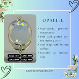 Opalite Oval Pendant - Boho Chic Gemstone Necklace with 24kt Gold Elegance