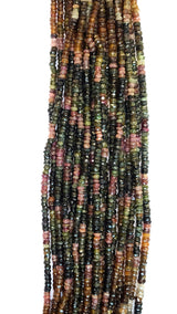 Multi Tourmaline Rondelle Gemstone Beads - Natural Semi Precious Bead Strand - Sizes 2mm to 6mm - Jewelry Making Supplies