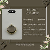 Smoky Quartz Cushion/Diamond Pendant - Boho Chic Gemstone Necklace with 24kt Gold Elegance