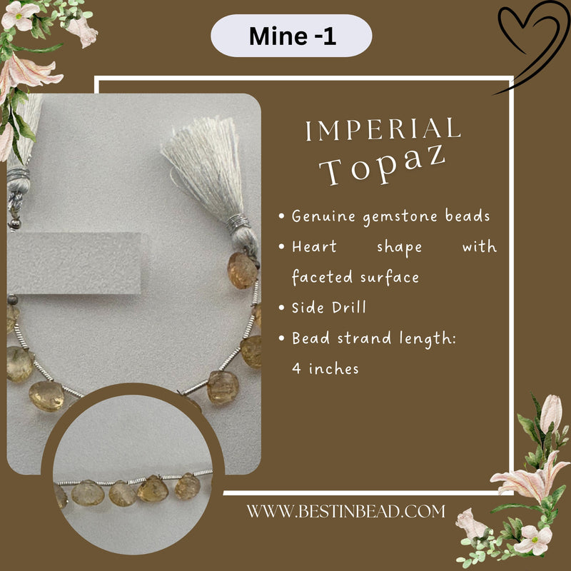 Imperial Topaz Natural Heart Bead Strand