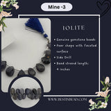 Iolite Faceted Pear 4 inch Bead Strand 5.5X9-7.5X11mm & 46 Cts Natural Semi Precious Gemstone Birthstone Women Jewelry Making Necklace DIY