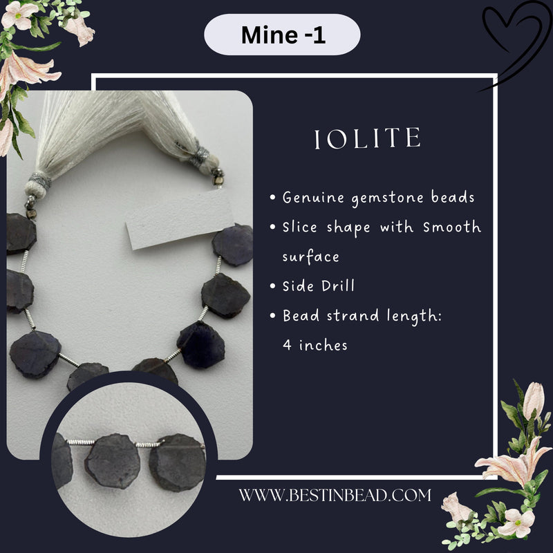 Iolite Natural Slice Bead Strand