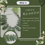 Green Kyanite Natural Pear Bead Strand