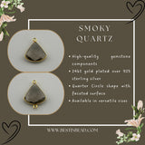 Smoky Quartz Bell/Quarter Circle Pendant - Boho Chic Gemstone Necklace with 24kt Gold Elegance