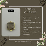 Smoky Quartz Square Pendant - Boho Chic Gemstone Necklace with 24kt Gold Elegance