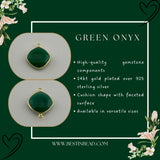 Green Onyx Cushion/Diamond Pendant - Boho Chic Gemstone Necklace with 24kt Gold Elegance