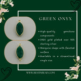 Green Onyx Marquise/Evil Eye Pendant - Boho Chic Gemstone Necklace with 24kt Gold Elegance