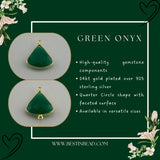 Green Onyx Bell/Quarter Circle Pendant - Boho Chic Gemstone Necklace with 24kt Gold Elegance
