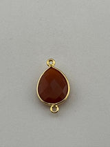 Carnelian Pear/Flat Teardrop Pendant - Boho Chic Gemstone Necklace with 24kt Gold Elegance