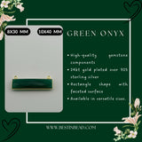 Green Onyx Rectangle/Bar Pendant - Boho Chic Gemstone Necklace with 24kt Gold Elegance