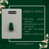 Green Onyx Tie Pendant - Boho Chic Gemstone Necklace with 24kt Gold Elegance