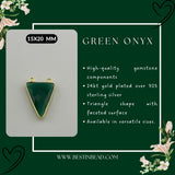 Green Onyx Triangle Pendant - Boho Chic Gemstone Necklace with 24kt Gold Elegance