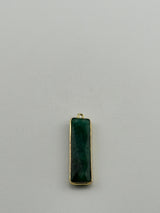 Emerald Rectangle/Bar Pendant - Boho Chic Gemstone Necklace with 24kt Gold Elegance