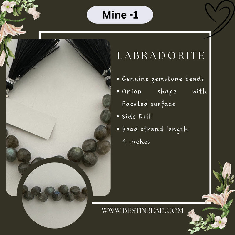 Labradorite Natural Onion Bead Strand