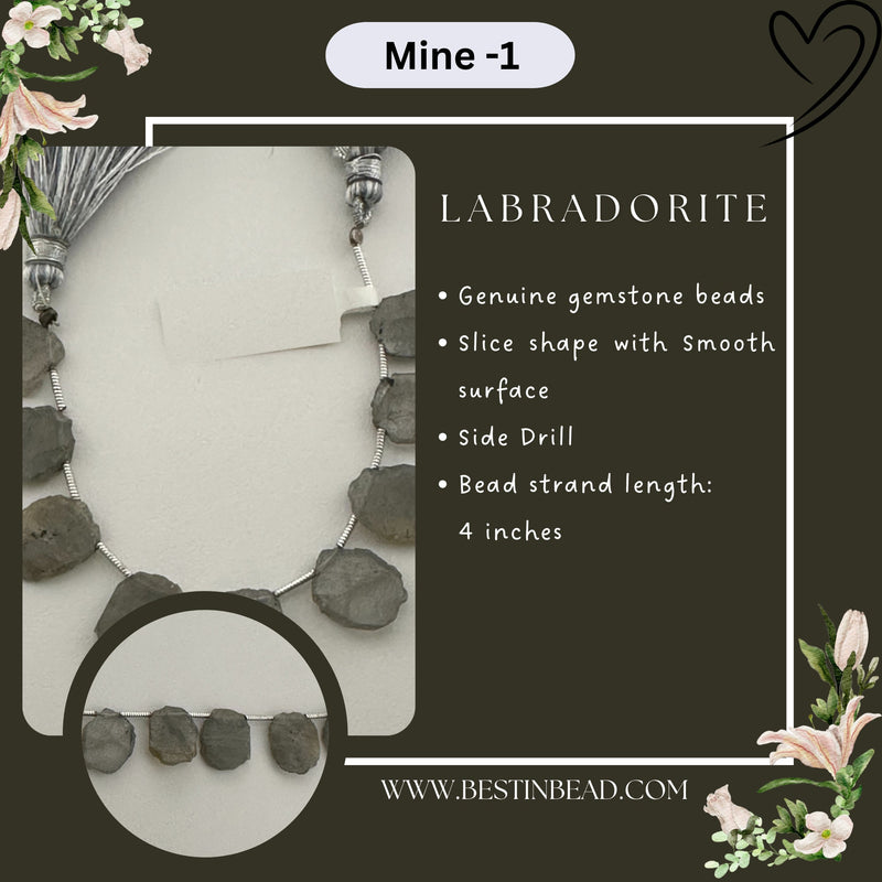Labradorite Natural Slice Bead Strand