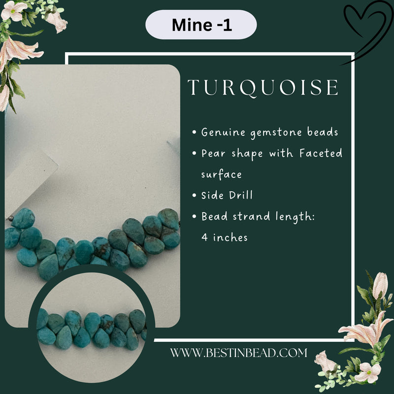 Turquoise Natural Natural Pear Bead Strand