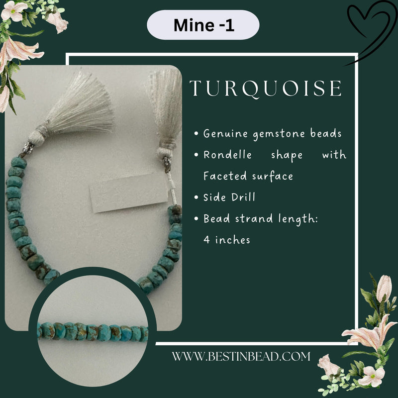 Turquoise Natural Rondelle Bead Strand