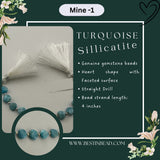 Turquoise Sillicatite Heart Bead Strand