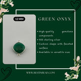 Green Onyx Cushion/Diamond Pendant - Boho Chic Gemstone Necklace with 925 Sterling Silver Elegance