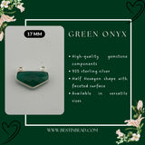 Green Onyx Chevron/Half Hexagon Pendant - Boho Chic Gemstone Necklace with 925 Sterling Silver Elegance