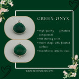 Green Onyx Heart Pendant - Boho Chic Gemstone Necklace with 925 Sterling Silver Elegance